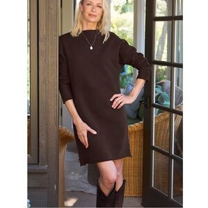 NWOT FRANK & EILEEN izzie sweatshirt party dress in irish chocolate Brown Sz L